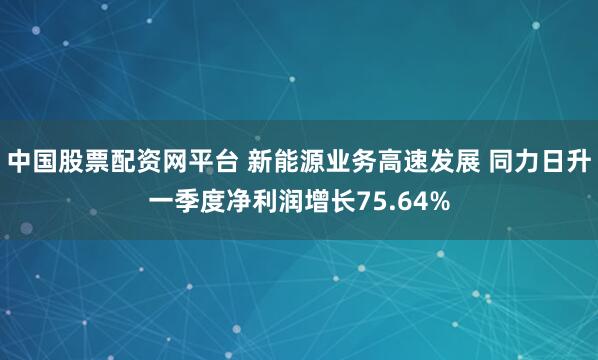 中国股票配资网平台 新能源业务高速发展 同力日升一季度净利润增长75.64%